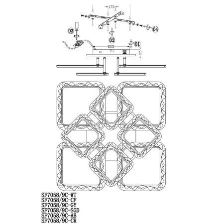 Потолочные люстры — Потолочная люстра Seven Fires Limena SF7058/9C-AB-BL купить в 