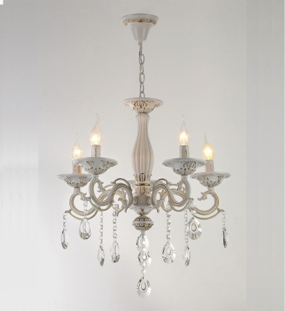 Люстры подвесные — 02929/5 белый с патиной золото купить в 