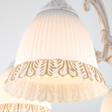 Люстры на штанге — Люстра на штанге Eurosvet 60107/5 белый с золотом купить в 