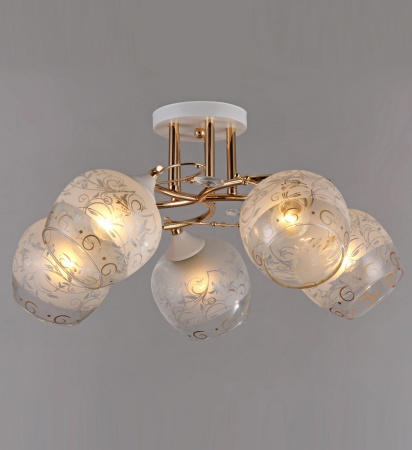 Потолочные люстры — 2570/5 белый с патиной золото купить в 