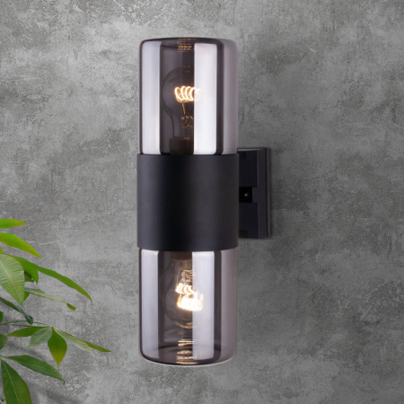 Уличные настенные светильники — Светильник настенный Elektrostandard Roil (35125/D) чёрный/дымчатый плафон купить в 