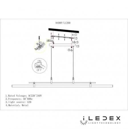 Подвесные светильники — Подвесной светильник iLedex 9498P-46W-3000K GL-BR-WH купить в  Подвесные светильники — Подвесной светильник iLedex 9498P-46W-3000K GL-BR-WH купить в