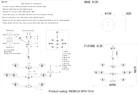 Люстры подвесные — Подвесная люстра Crystal Lux REBECA SP5+10+5 GOLD купить в 