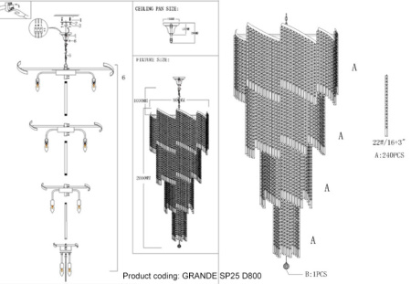 Люстры каскадные — Каскадная люстра Crystal Lux GRANDE SP25 D800 GOLD купить в 