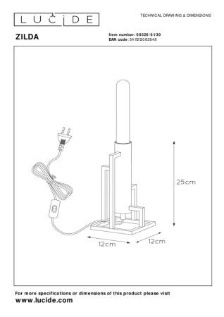 Настольные лампы — Настольная лампа LUCIDE 08526/01/30 купить в 