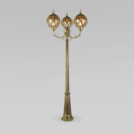 Высокие уличные фонари — Садово-парковый светильник Elektrostandard Sirius F/3 черное золото купить в 