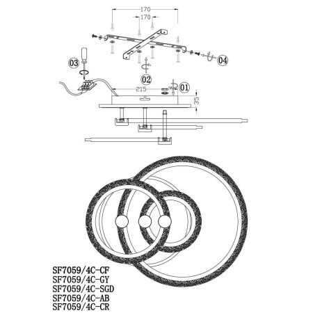Потолочные люстры — Потолочная люстра Seven Fires Ejlev SF7059/4C-GY-BL купить в 
