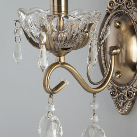 Настенные бра — Бра Eurosvet 10103/1 античная бронза/прозрачный хрусталь Strotskis купить в 
