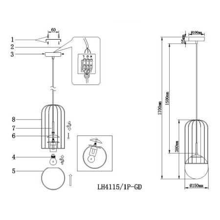 Подвесные светильники — Подвесной светильник Lumien Hall Тури LH4115/1P-GD купить в 