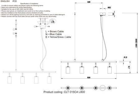 Люстры подвесные — Подвесная люстра Crystal Lux CLT 015C4 L800 BL-GO купить в 
