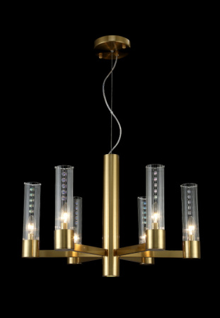 Люстры подвесные — Подвесная люстра Crystal Lux OTONO SP6+1 BRASS/TRANSPARENTE купить в 