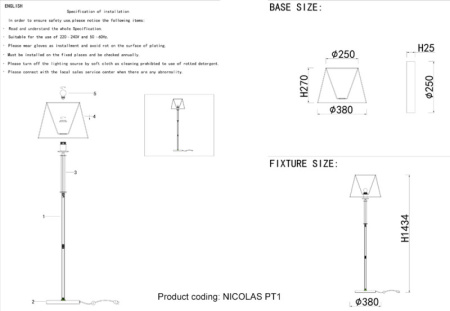 Торшеры и напольные светильники — Торшер Crystal Lux NICOLAS PT1 NICKEL/WHITE купить в  Торшеры и напольные светильники — Торшер Crystal Lux NICOLAS PT1 NICKEL/WHITE купить в
