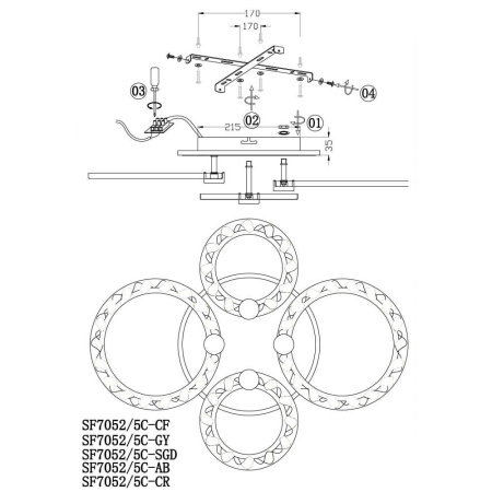 Потолочные люстры — Потолочная люстра Seven Fires Oden SF7052/5C-CR-BL купить в 