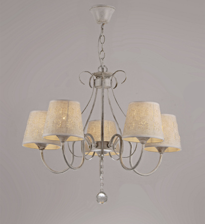 Люстры подвесные — 2516/5 белый с патиной хром купить в 