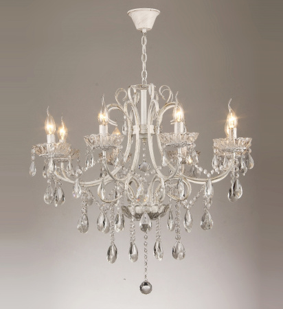 Люстры подвесные — 02262/8 белый с патиной хром купить в 