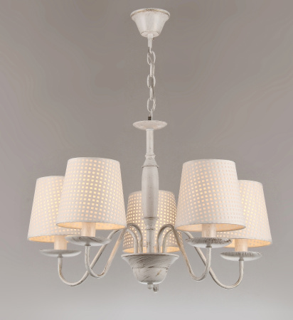 Люстры подвесные — 02267/5 белый с патиной хром купить в 