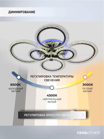 Потолочные люстры — Потолочная светодиодная люстра Seven Fires Fumane WD7501/6C-WT-CR-RGB купить в 