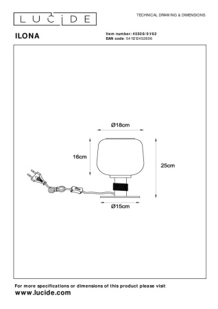 Настольные лампы — Настольная лампа LUCIDE 45508/01/62 купить в 