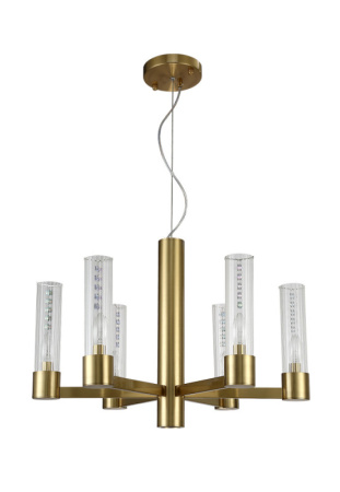 Люстры подвесные — Подвесная люстра Crystal Lux OTONO SP6+1 BRASS/TRANSPARENTE купить в 