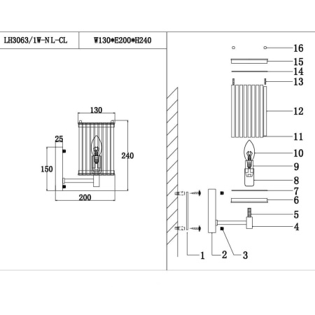 Потолочные светильники — Бра Lumien Hall Krejne LH3063/1W-NL-CL купить в 