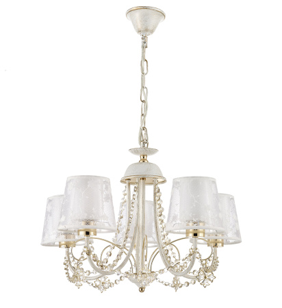 Люстры подвесные — 3056/5 белый с золотом+золото купить в 