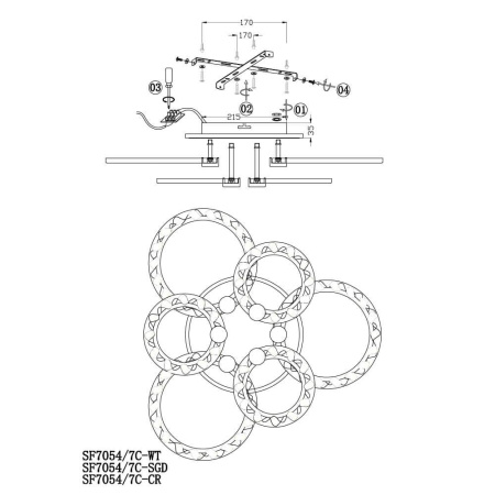 Потолочные люстры — Потолочная люстра Seven Fires Talek SF7054/7C-SGD-BL купить в 