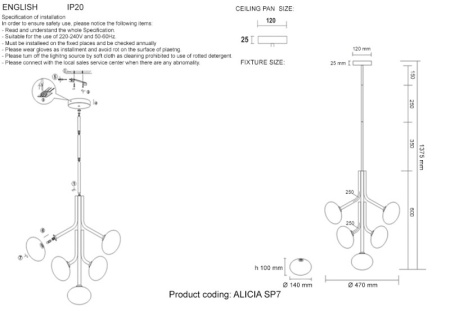 Люстры на штанге — Люстра на штанге Crystal Lux ALICIA SP7 CHROME/WHITE купить в 