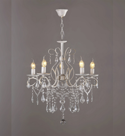 Люстры подвесные — 02594/5 белый с патиной хром купить в 