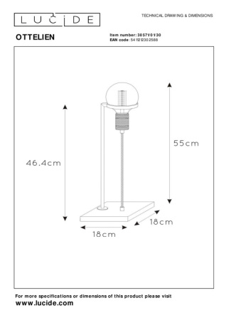 Настольные лампы — Настольная лампа LUCIDE 30571/01/30 купить в 