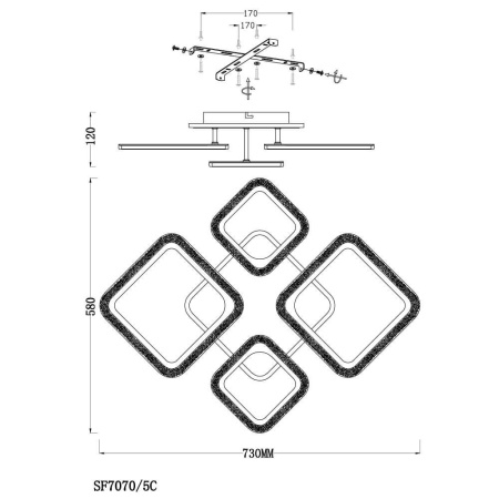 Потолочные люстры — Потолочная люстра Seven Fires Folki SF7070/5C-SGD-RGB купить в 