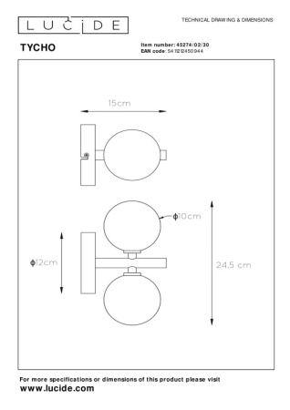 Настенные бра — Бра LUCIDE 45274/02/30 купить в 