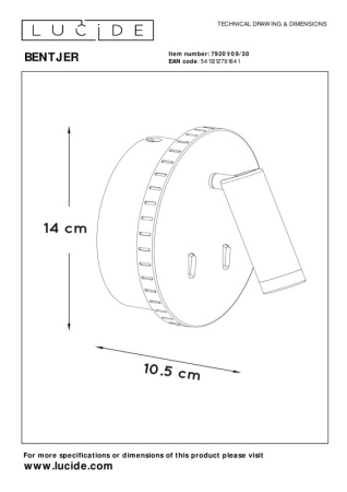 Настенные бра — Бра LUCIDE 79201/09/30 купить в 