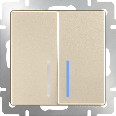 Выключатели — Выключатель Werkel WL11-SW-2G-2W-LED (шампань) купить в 