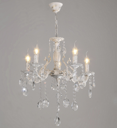 Люстры подвесные — 02623/5 белый с патиной золото купить в 