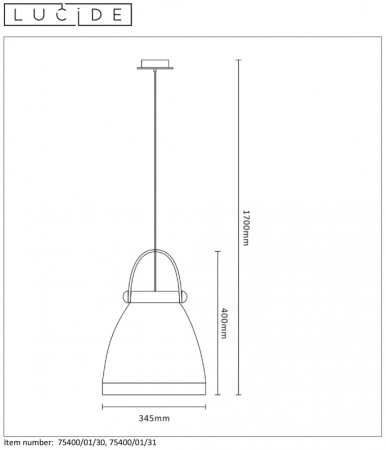 Подвесные светильники — Подвесной светильник LUCIDE 75400/01/31 купить в 