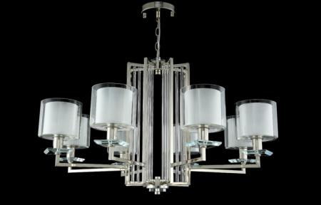 Люстры подвесные — Подвесная люстра Crystal Lux NICOLAS SP-PL8 NICKEL/WHITE купить в 