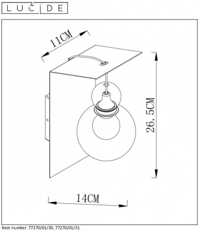 Настенные бра — Бра LUCIDE 77270/01/30 купить в 