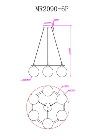 Люстры подвесные — Подвесная люстра MyFar MR2090-6P купить в  Люстры подвесные — Подвесная люстра MyFar MR2090-6P купить в