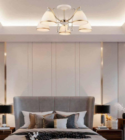 Люстры на штанге — Потолочная люстра Seven Fires Dzintars WD3523/5C-WT-FGD-WT купить в 