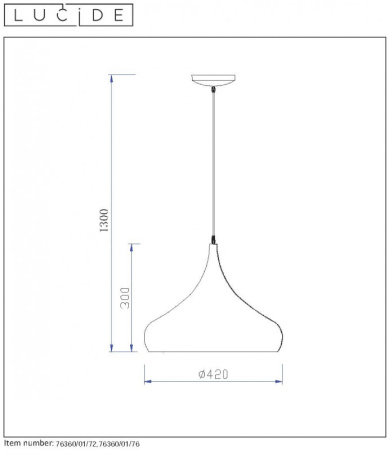 Подвесные светильники — Подвесной светильник LUCIDE 76360/01/76 купить в 