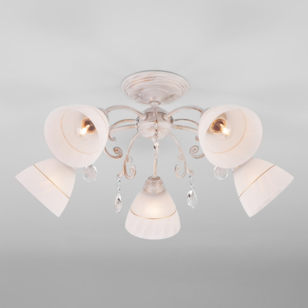 Люстры на штанге — Люстра на штанге Eurosvet 30156/5 белый с золотом купить в 