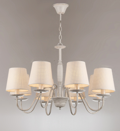 Люстры подвесные — 02267/8 белый с патиной хром купить в 