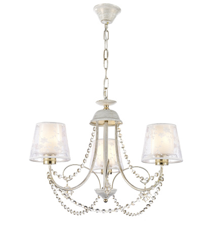 Люстры подвесные — 3056/3 белый с золотом+золото купить в 