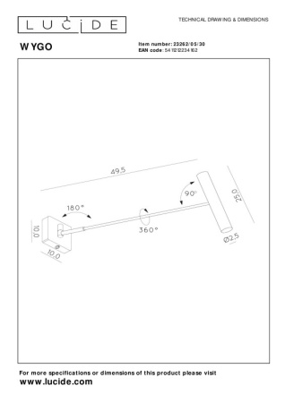 Настенные бра — Бра LUCIDE 23262/05/30 купить в 