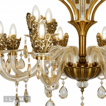 Люстры подвесные — Подвесная люстра iLamp 61078-8+4 BR купить в 