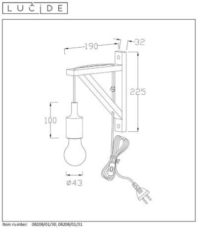 Настенные бра — Бра LUCIDE 08208/01/31 купить в 