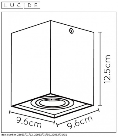 Накладные точечные светильники — Накладной светильник LUCIDE 22953/01/30 купить в 