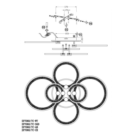 Потолочные люстры — Потолочная люстра Seven Fires Khelmi SF7060/7C-CR-BL купить в 