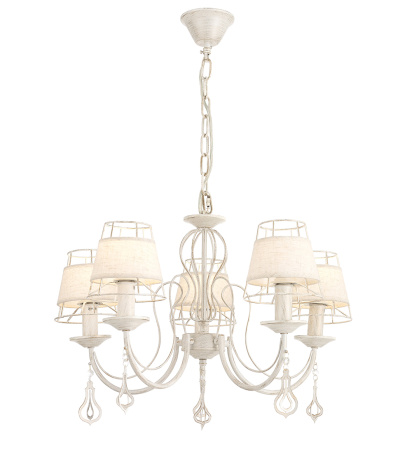 Люстры подвесные — 3058/5 белый с золотом купить в 