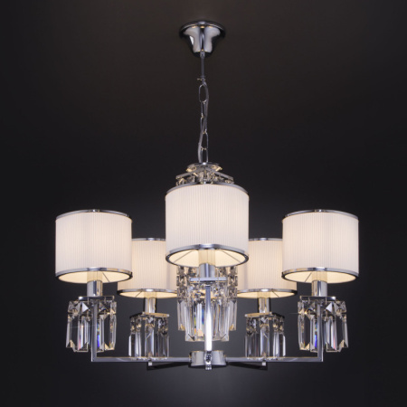 Люстры подвесные — Подвесная люстра Eurosvet 10099/5 хром/прозрачный хрусталь Strotskis (новый абажур) купить в 